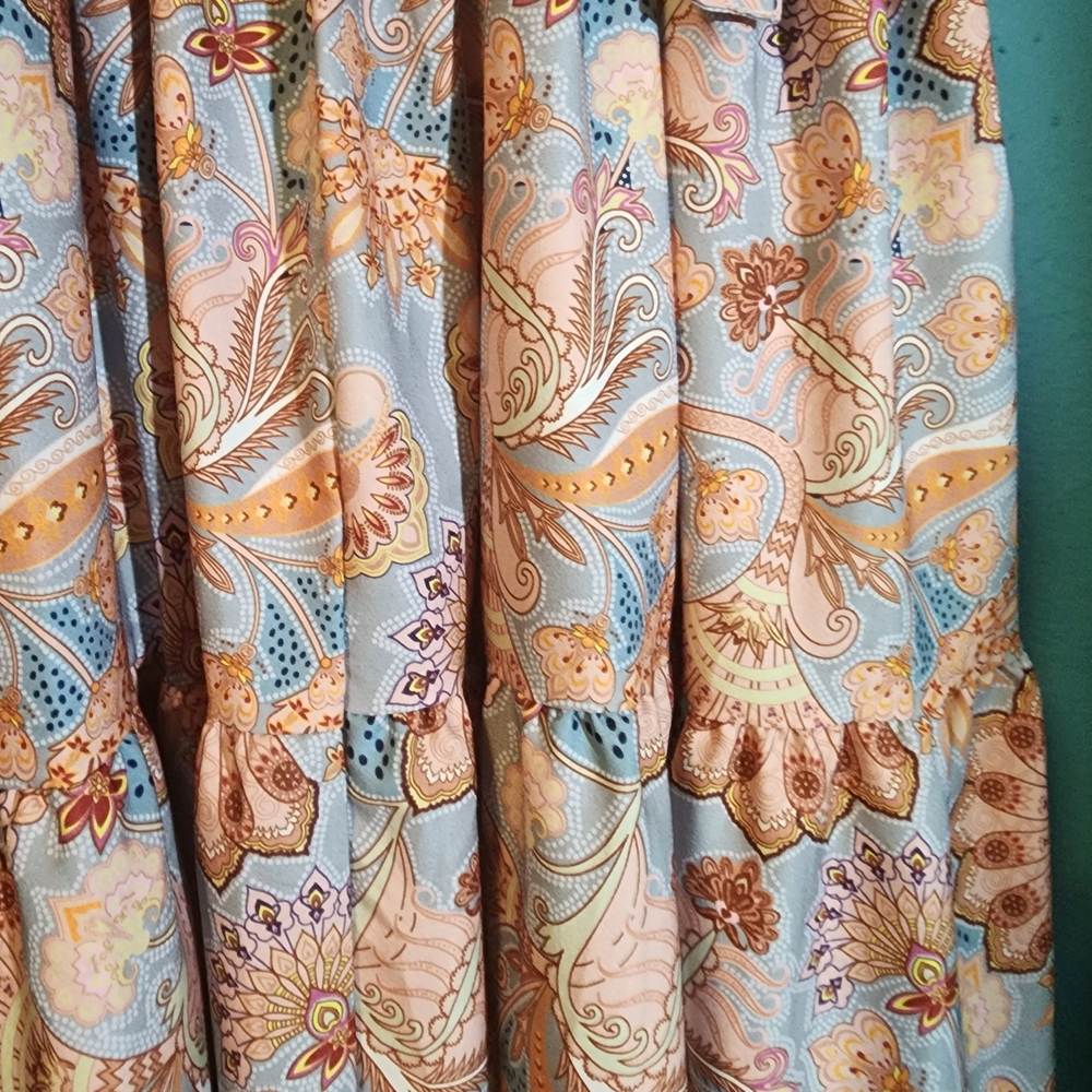 Smocked Tie-Strap Maxi Dress in Pastel Paisley - Picture 4 of 11